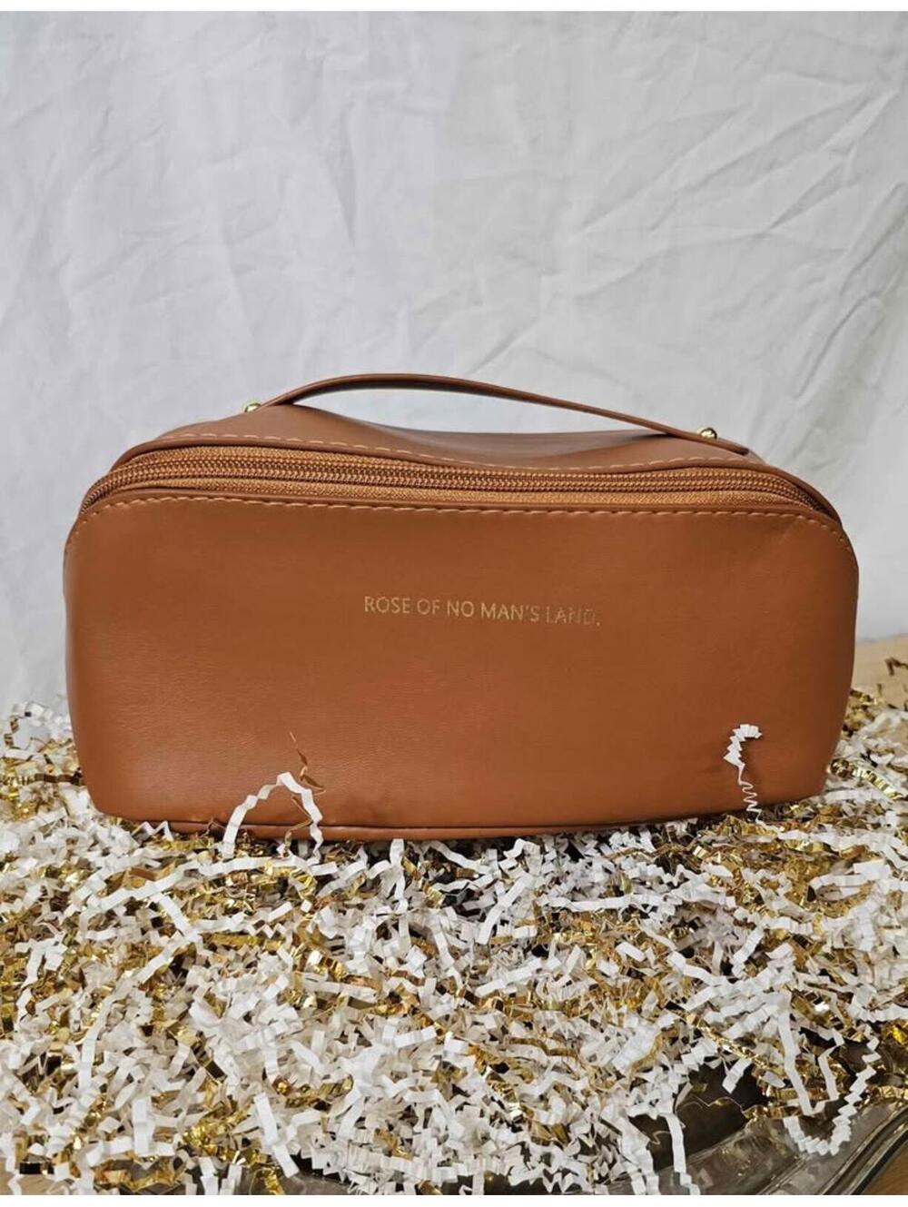 Rose of No Man’s Land Makeup Bag / Cosmetic Travel Case – Brown